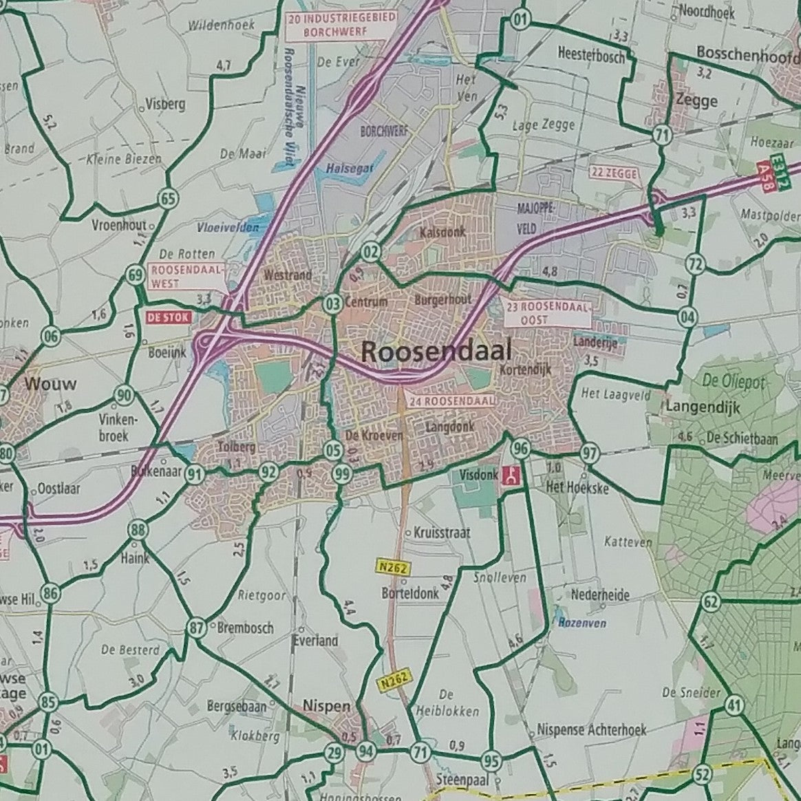 Fietskaart knooppunten Brabant West